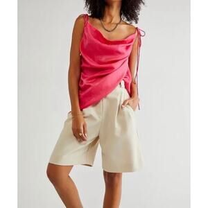 Free People HATTIE Silky Drapey Tunic Top Dress in Raspberry Pink XS NWOT $78